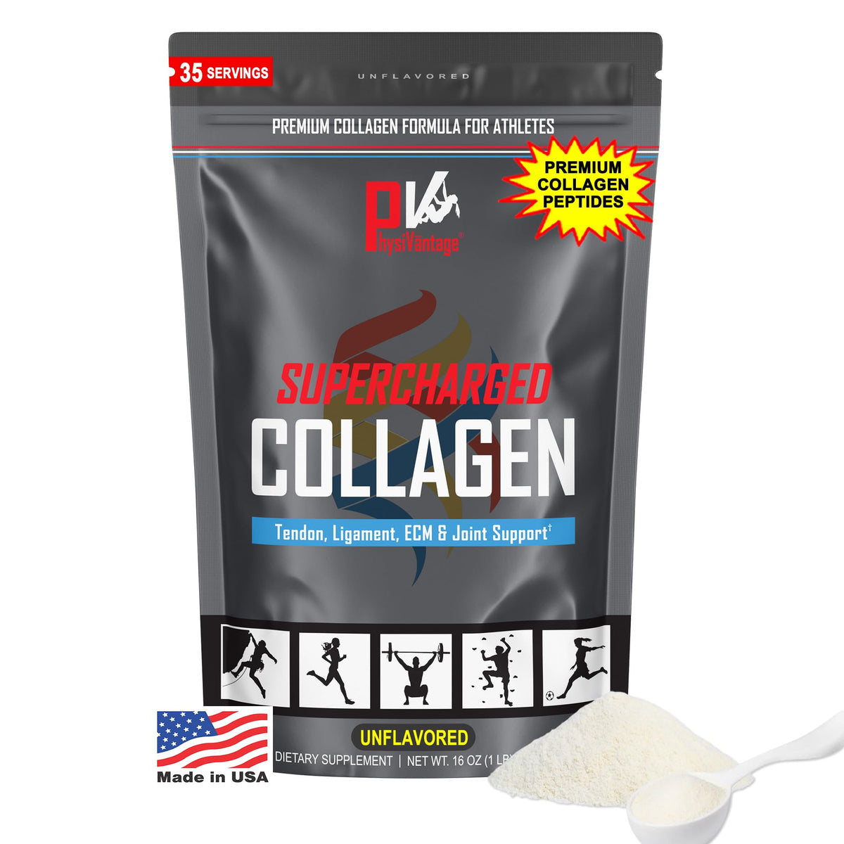 Poudre de collagène hydrolysé PhysiVantage 481 g vue de face