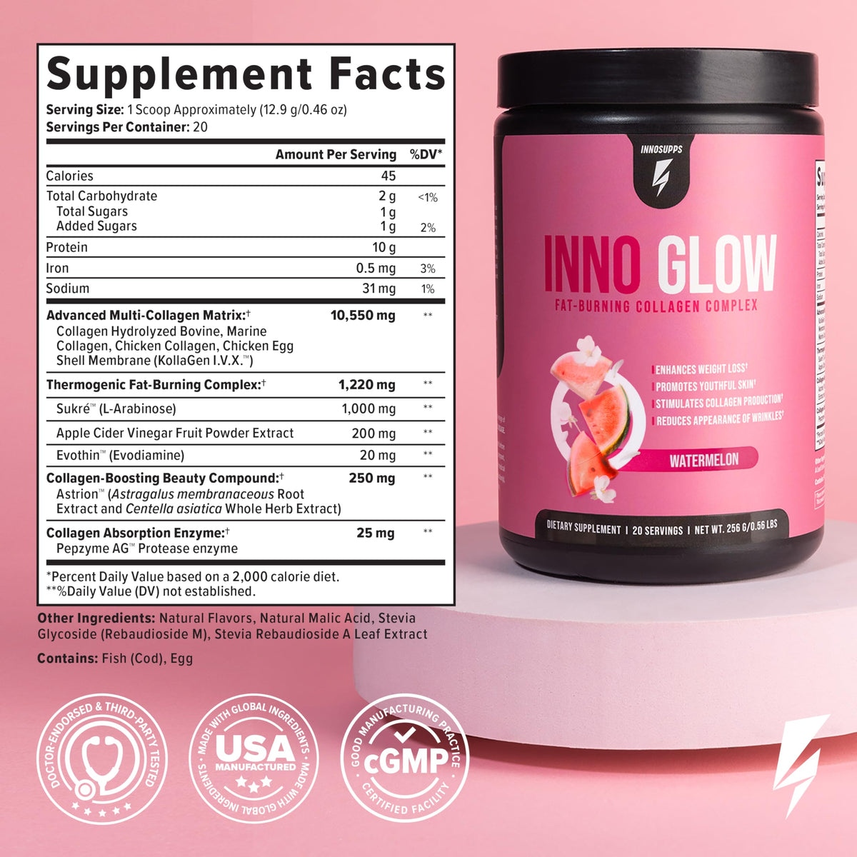 Poudre de collagène InnoSupps mélangée dans un smoothie