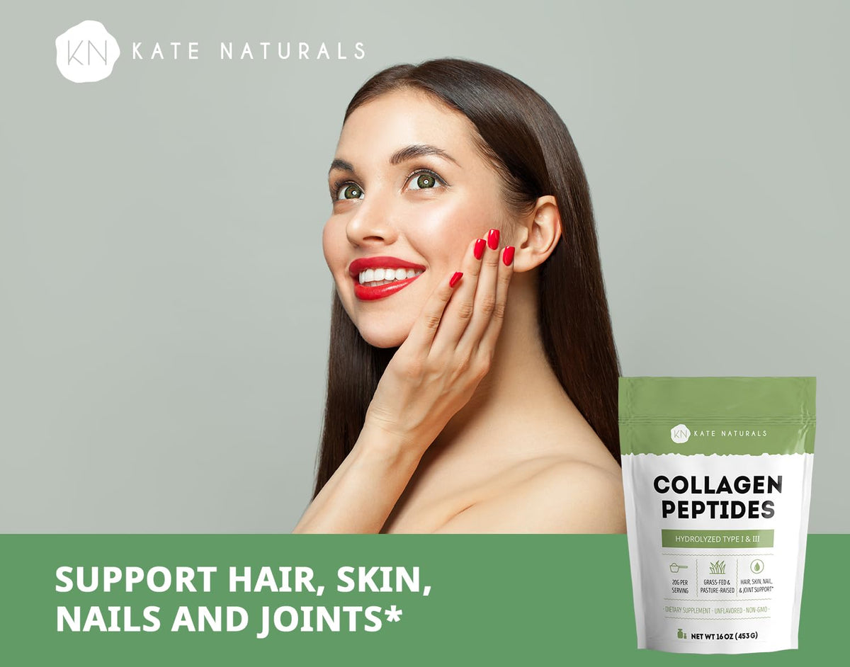 Poudre de collagène Kate Naturals 449g en usage dans un smoothie