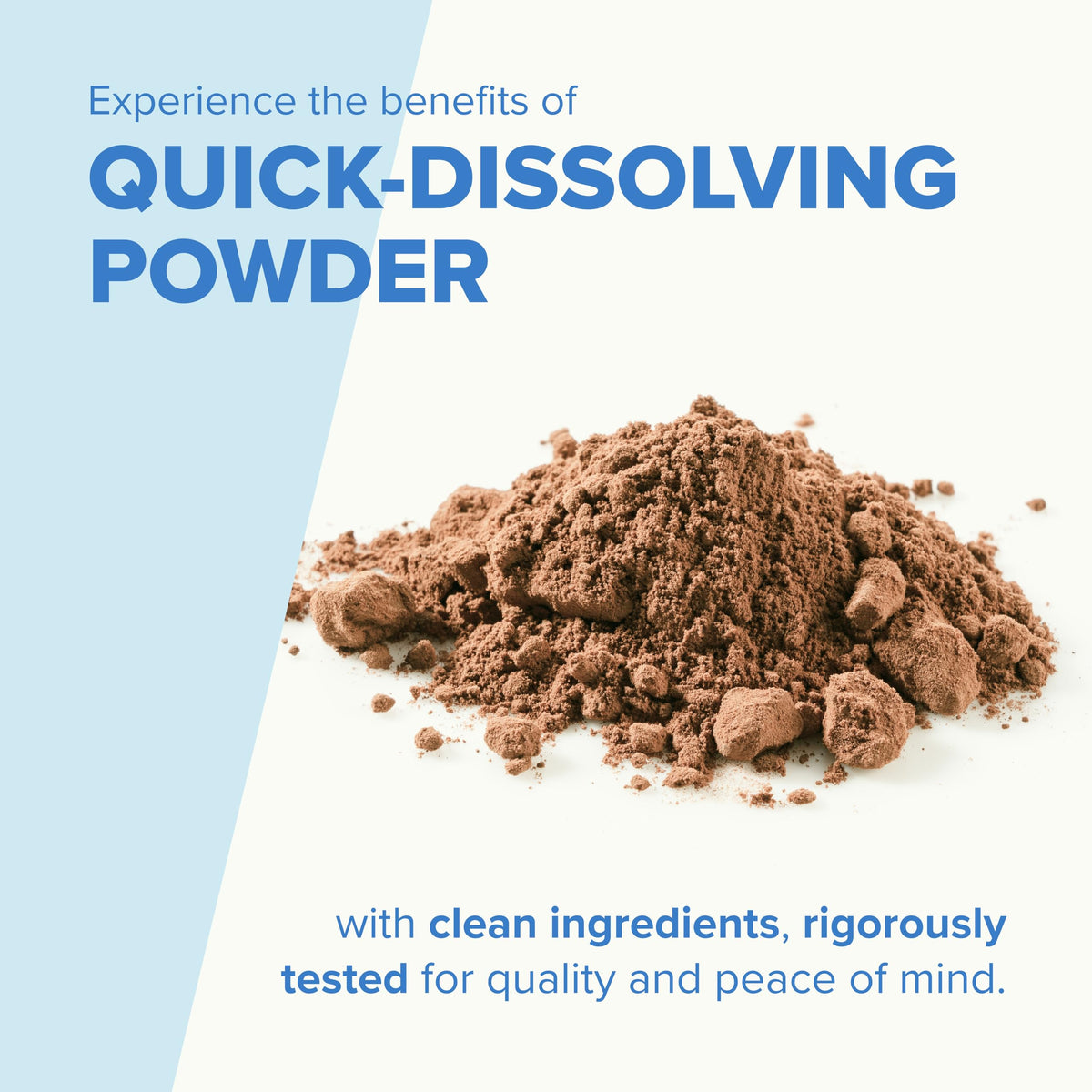 Poudre de collagène Keto Chocolat 481g dans un verre avec une cuillère