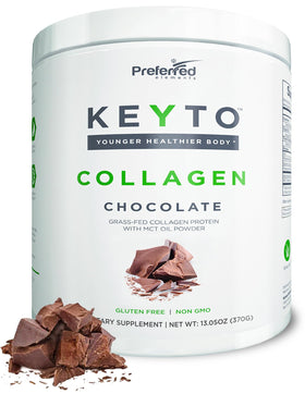 Poudre de collagène Keto Preferred Elements au chocolat, vue de face