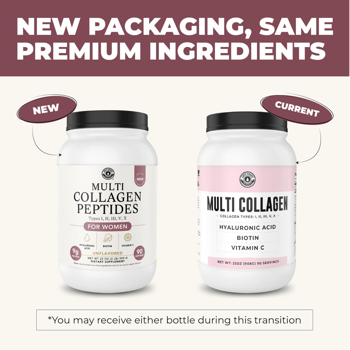 Poudre de collagène Left Coast Performance contenant biotine et vitamine C