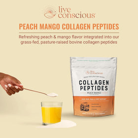 Poudre de collagène Live Conscious dans un verre avec eau