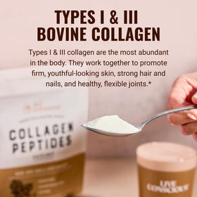 Poudre de collagène Live Conscious en utilisation dans un smoothie