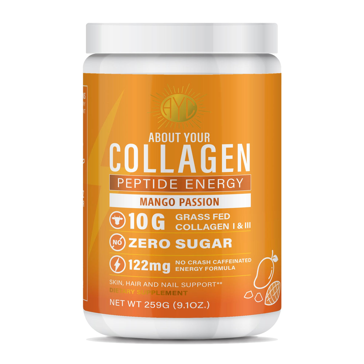 Poudre de collagène Mangue Passion 340g - vue avant
