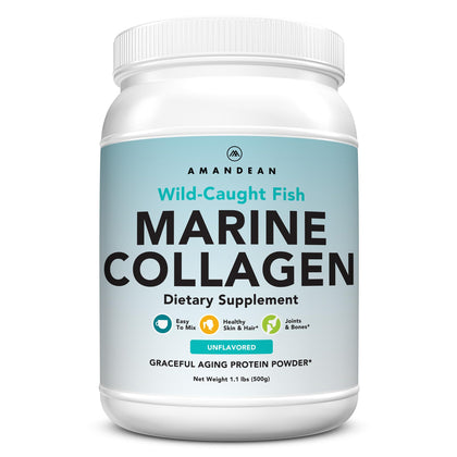 Poudre de collagène marin AMANDEAN 500g vue de face