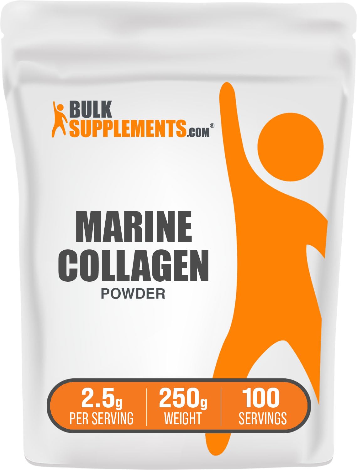 Poudre de collagène marin BulkSupplements 250g vue de face
