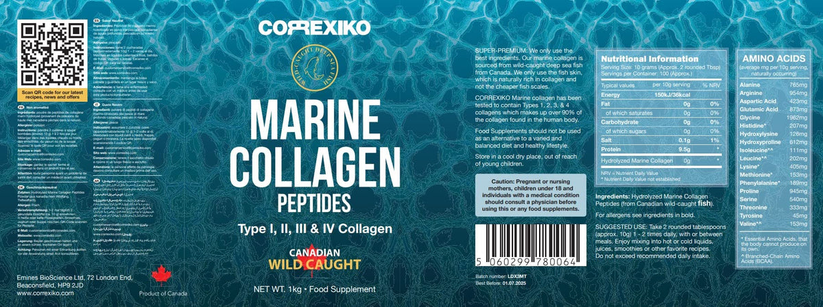 Poudre de collagène marin CORREXIKO avec une tasse de café
