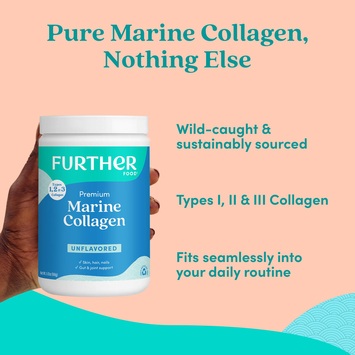 Poudre de Collagène Marin Further Food dans un bol