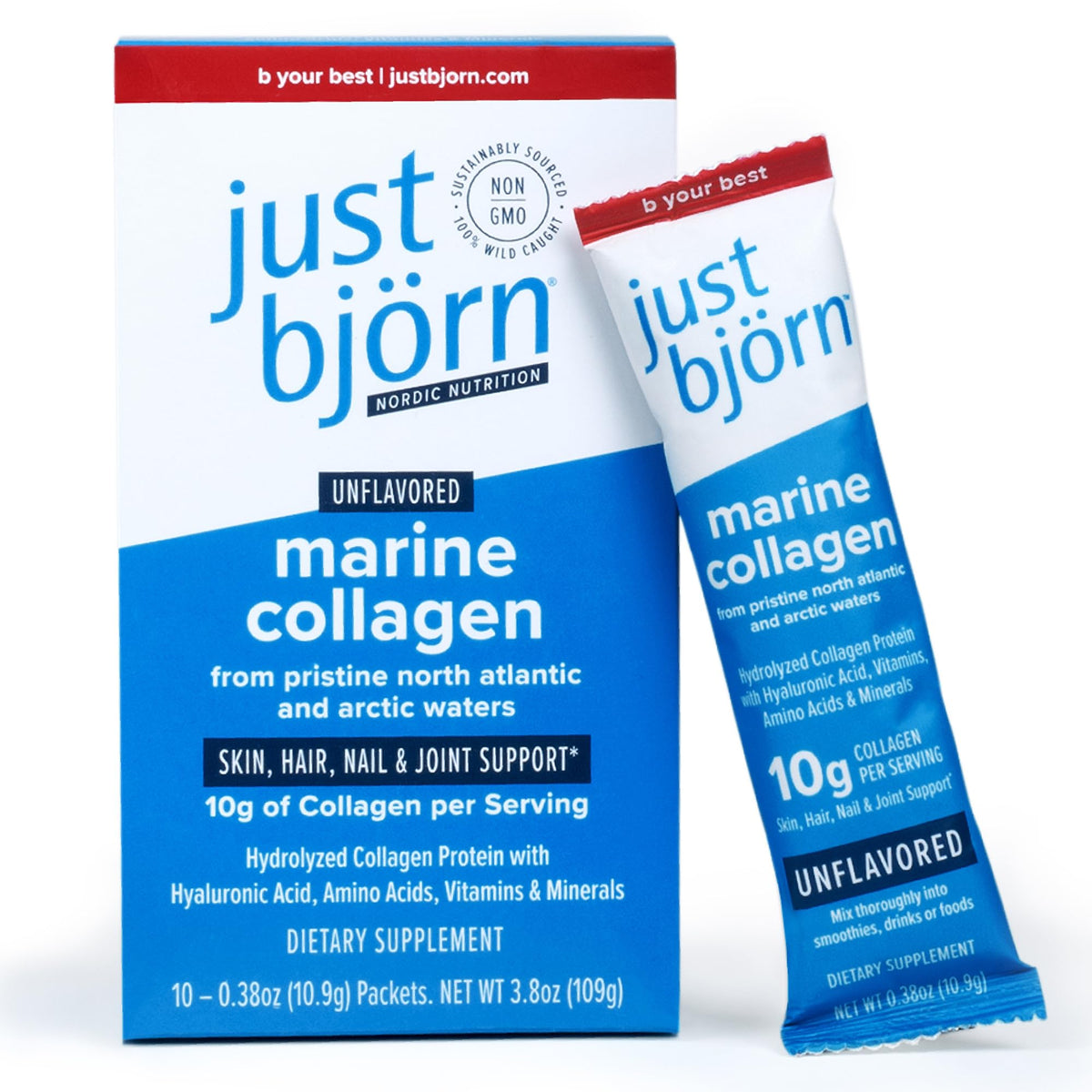 Poudre de collagène marin just björn en sachets de 10 unités
