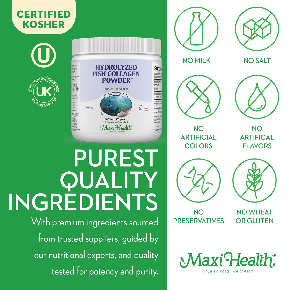 Poudre de collagène marin Maxi Health mélangée dans un smoothie