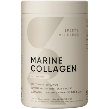 Poudre de collagène marin sauvage Sports Research 460g vue de face