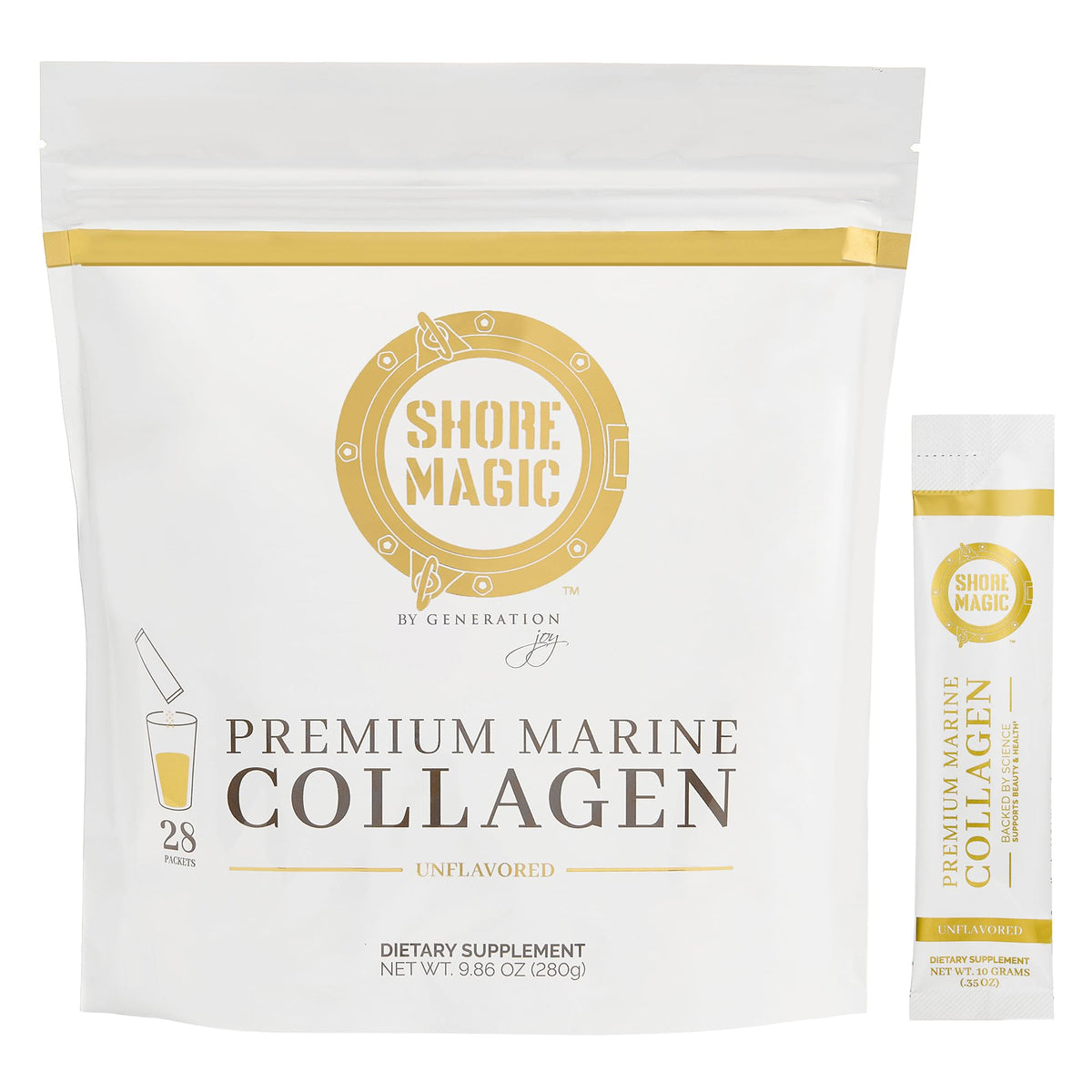 Poudre de collagène marin Shore Magic unflavored sachets avant