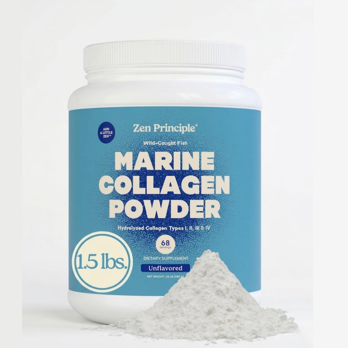 Poudre de collagène marin Zen Principle 1,5 lb en sachet