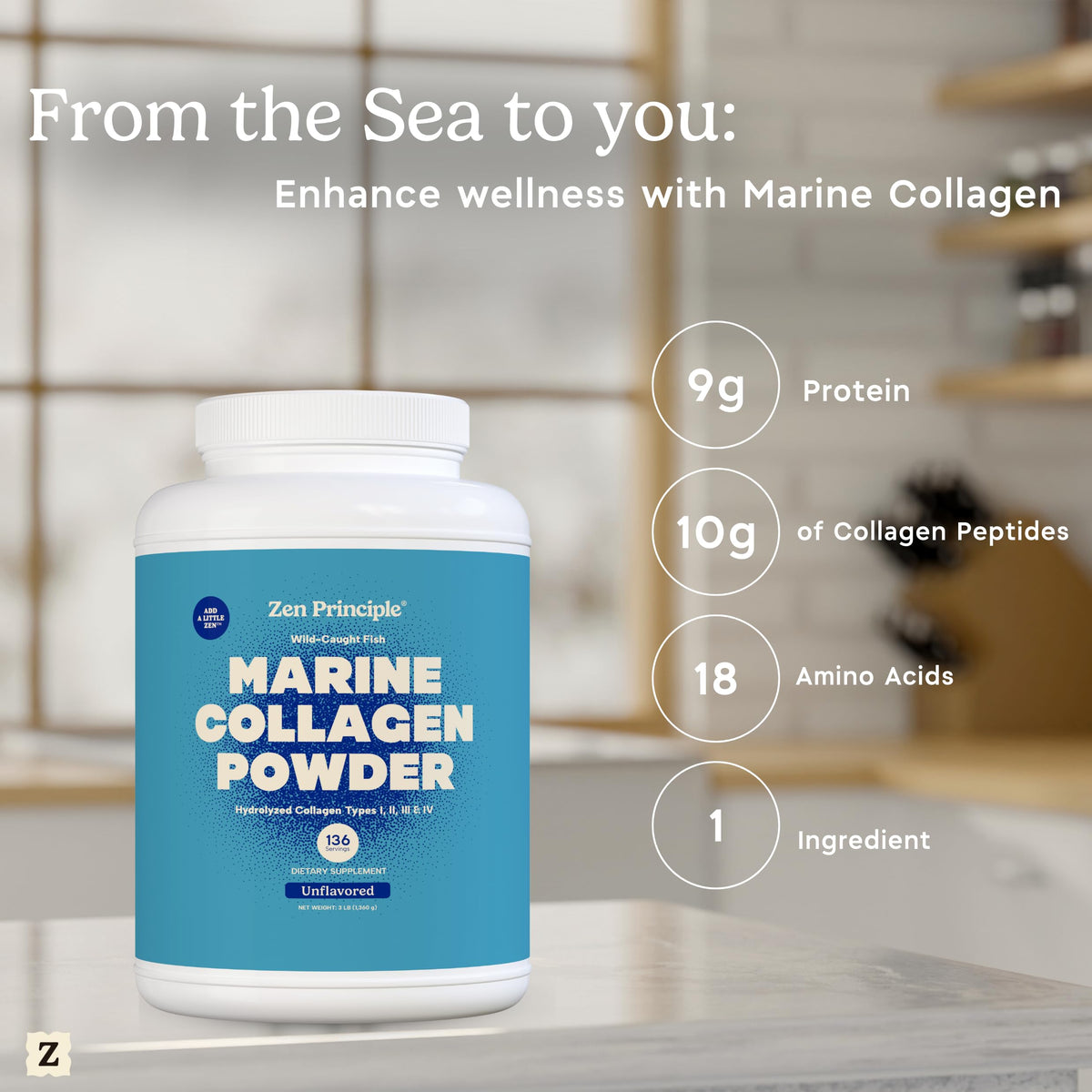 Poudre de collagène marin Zen Principle 3 lb, prise en main