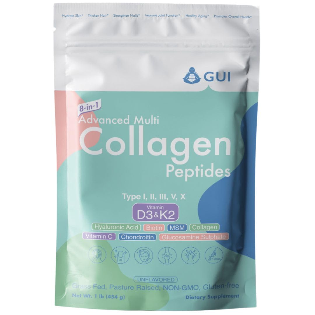 Poudre de collagène Multi 8-en-1 de GUI 16 Oz vue avant