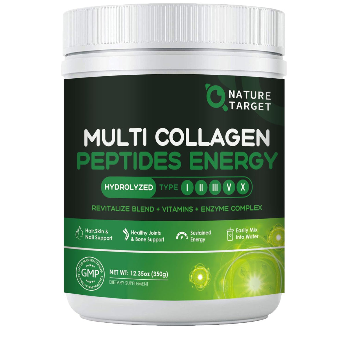 Poudre de collagène multi-collagène NATURE TARGET 390g vue de face