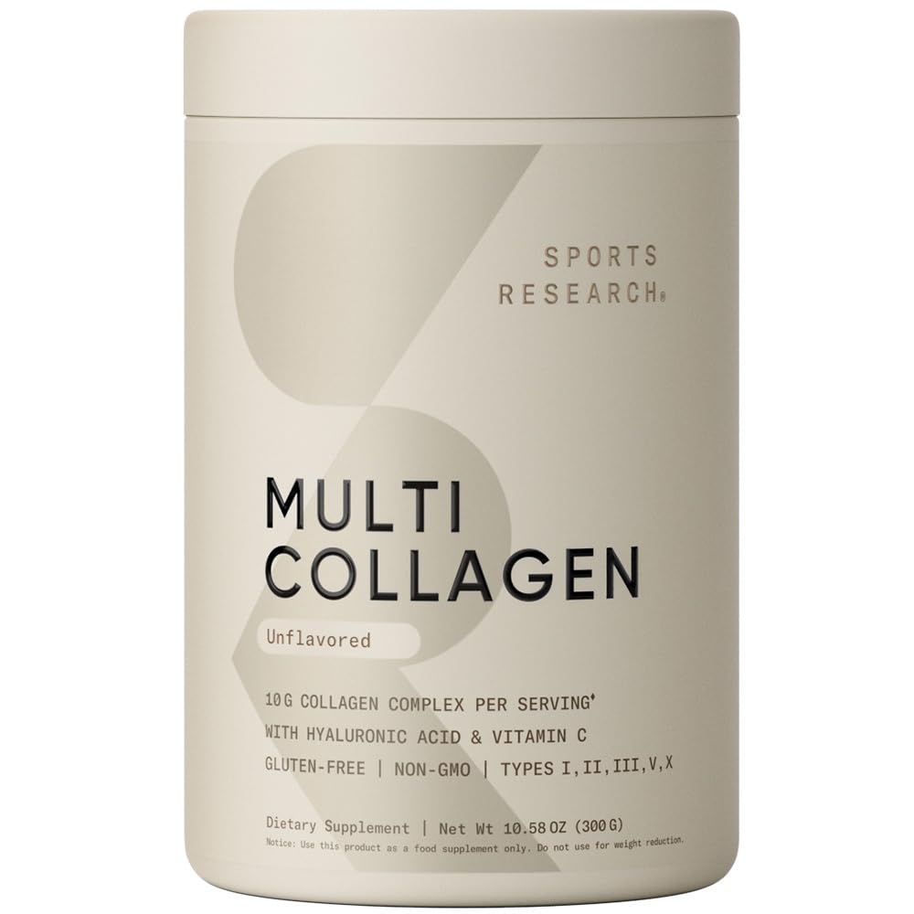 Poudre de collagène multi collagène Sports Research 399g vue de face