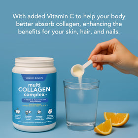 Poudre de collagène multi collagène Vitamin Bounty vue de côté dans son emballage