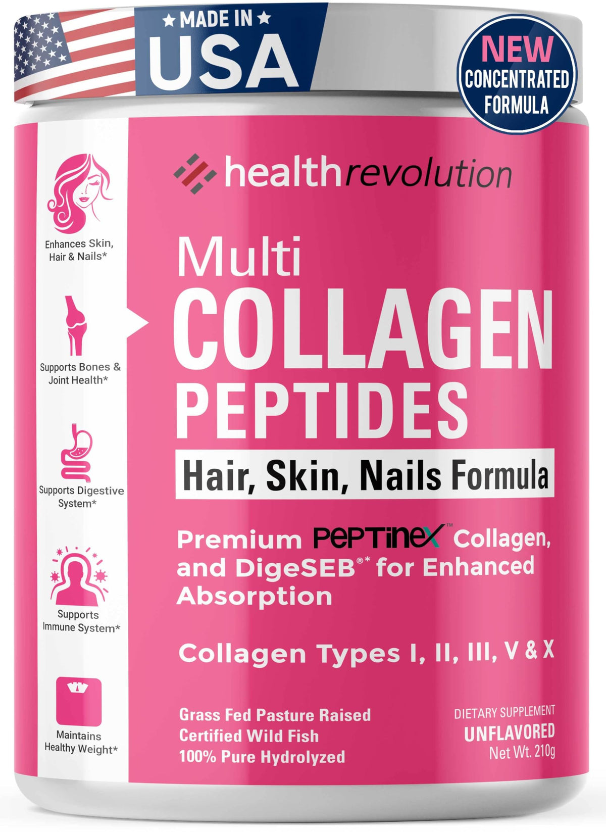 Poudre de collagène multi Health Revolution 358g vue avant