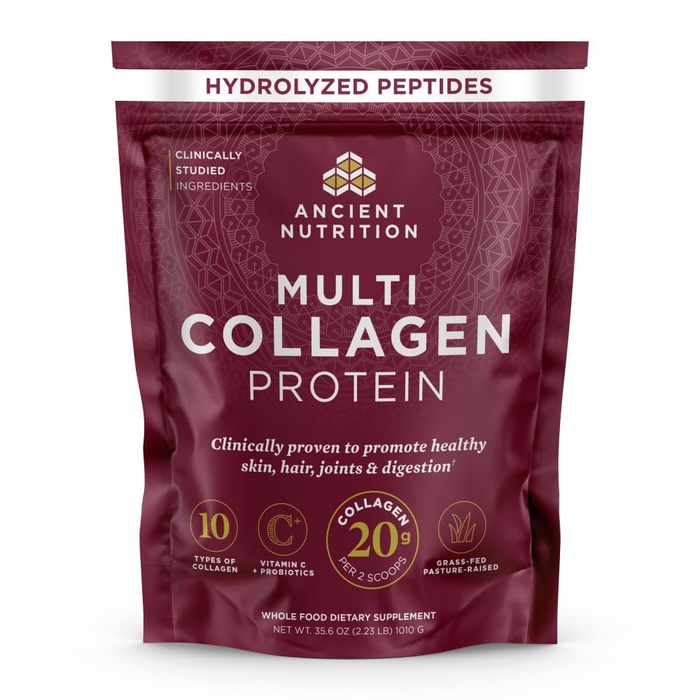 Poudre de collagène multi hydrolysé Ancient Nutrition 1039g vue avant