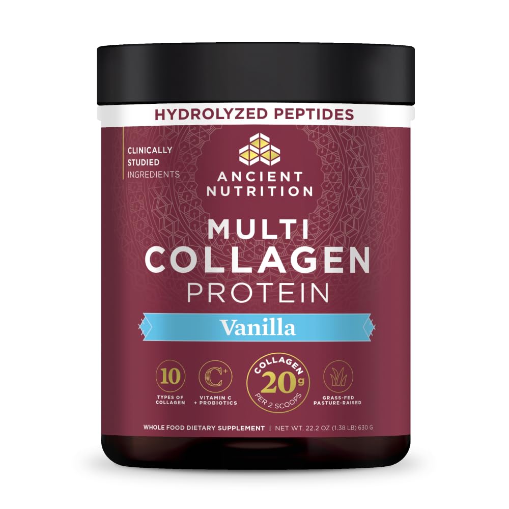 Poudre de collagène multi hydrolysé Ancient Nutrition 748g Vanille vue de face
