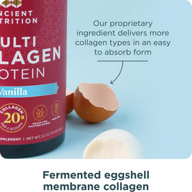 Poudre de collagène multi hydrolysé Ancient Nutrition avec des ingrédients