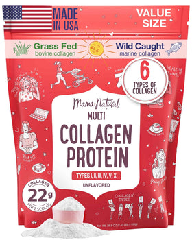 Poudre de collagène multi Mama Natural 100 servings vue de face