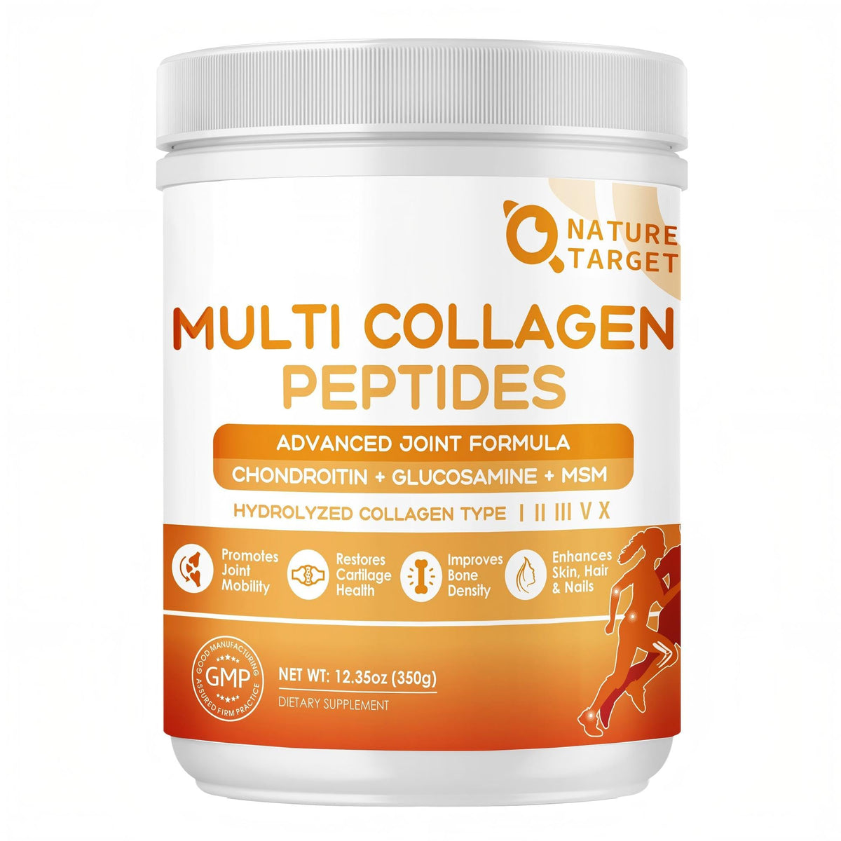 Poudre de collagène multi peptides NATURE TARGET vue de face