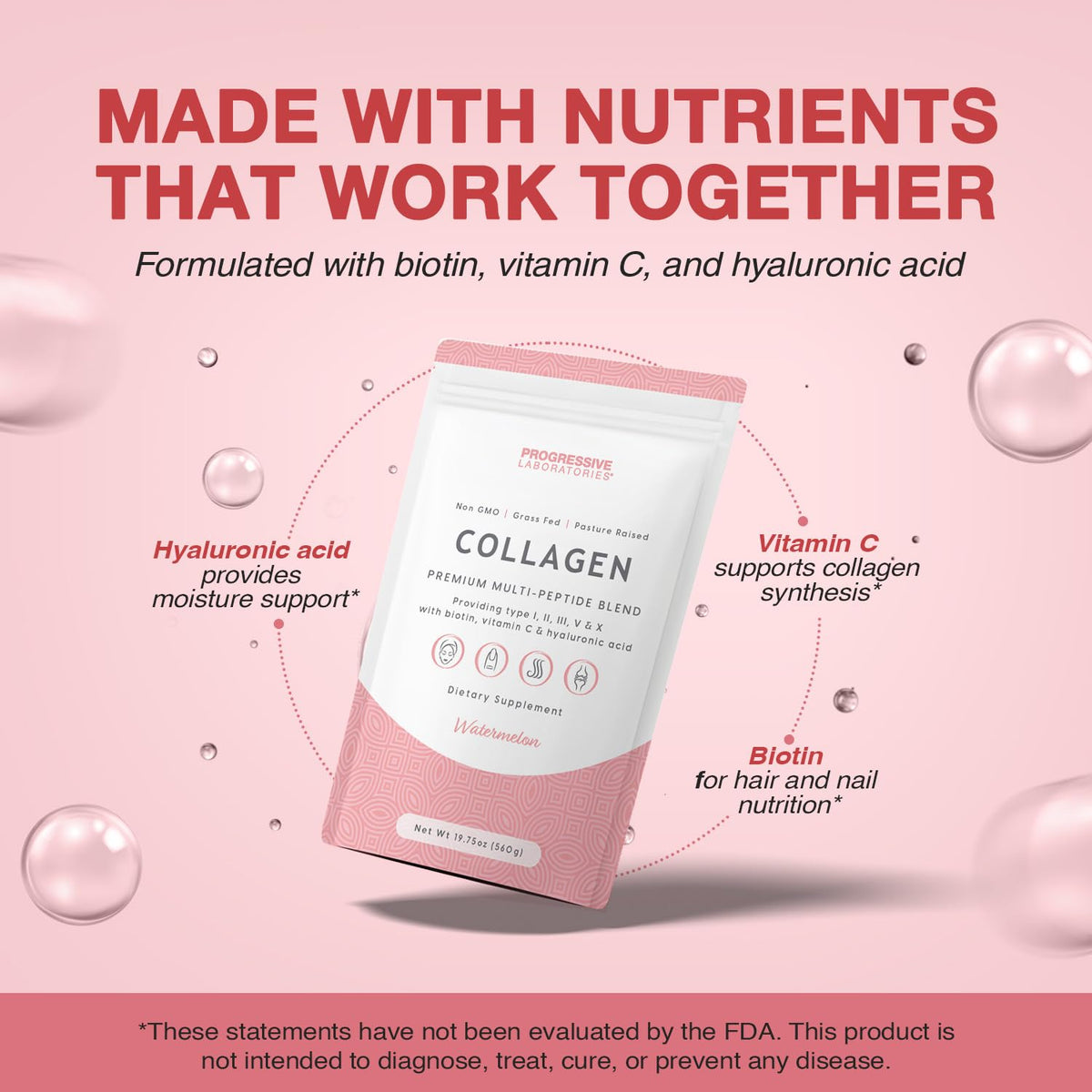 Poudre de collagène multi Progressive Laboratories dans un verre d'eau