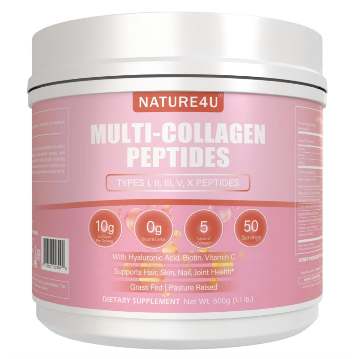 Poudre de collagène Nature4U 10g vue de face