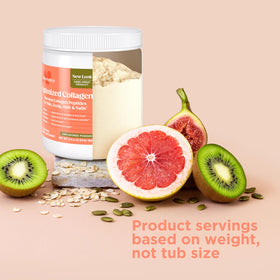 Poudre de collagène Naturenetics 200g sur une table en bois