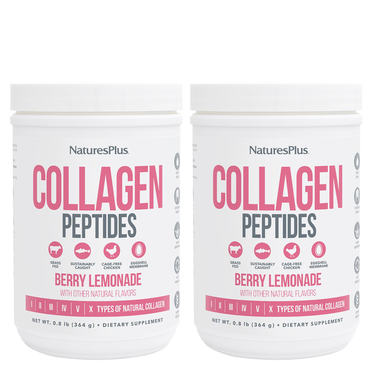 Poudre de collagène NaturesPlus 0,8 lb saveur baies citron vue de face