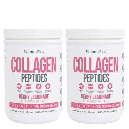 Poudre de collagène NaturesPlus 0,8 lb saveur baies citron vue de face