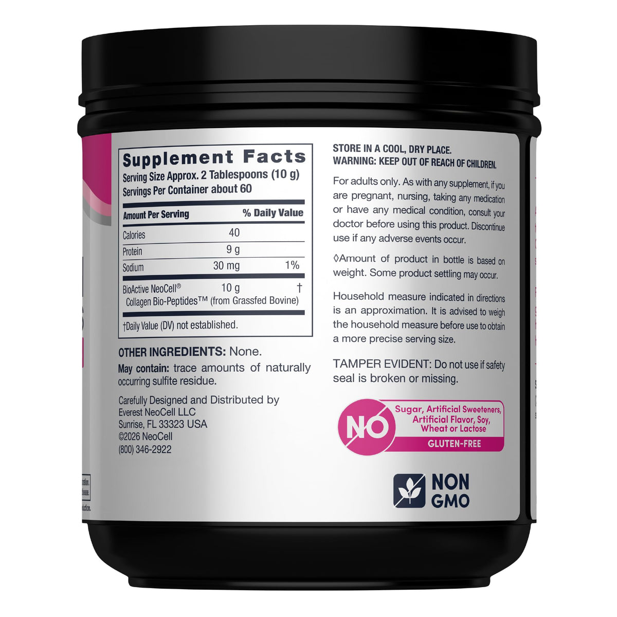 Poudre de collagène NeoCell au-dessus d'un smoothie
