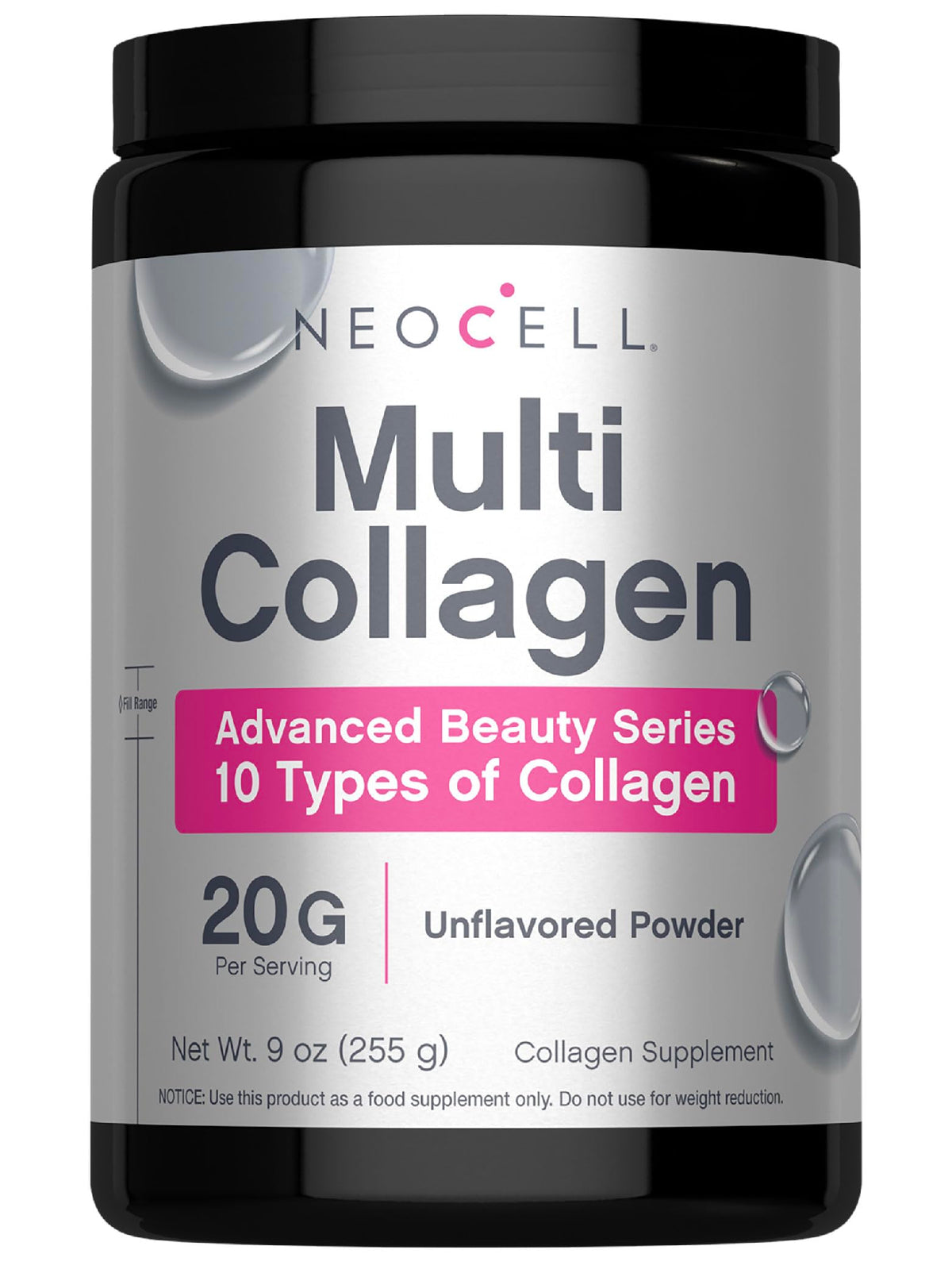 Poudre de collagène NeoCell Super Multi Collagen 340g sans saveur vue de face