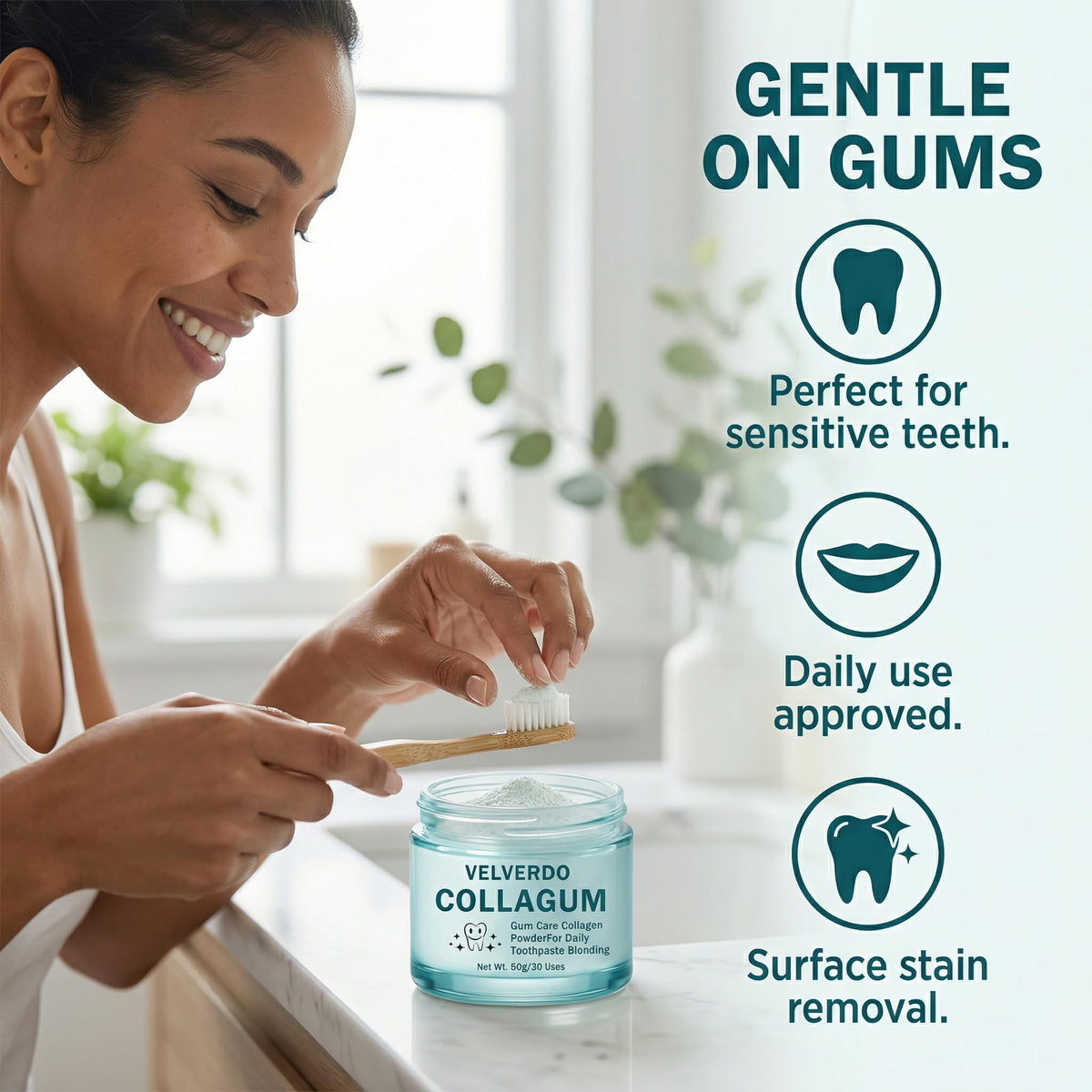 Poudre de collagène Nukupuns 259g avec brosse à dents