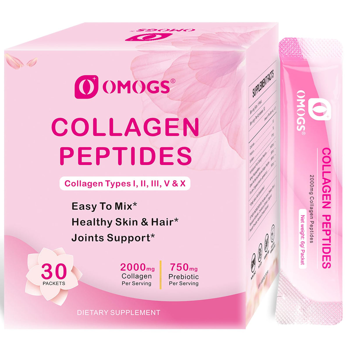Poudre de collagène OMOGS 222g vue de face avec emballage