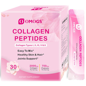 Poudre de collagène OMOGS 222g vue de face avec emballage