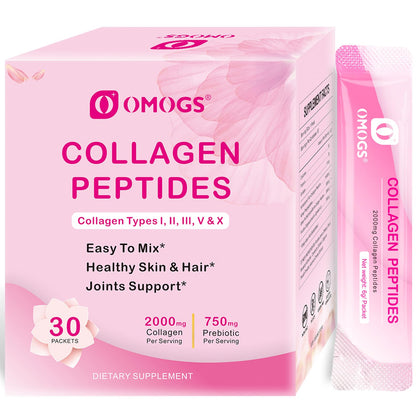 Poudre de collagène OMOGS 222g vue de face avec emballage