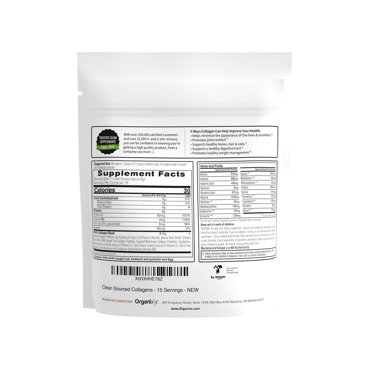 Poudre de collagène Organixx dans une recette de smoothie