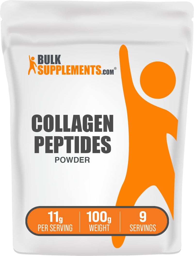 Poudre de collagène peptides BulkSupplements 100g vue de face