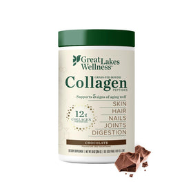Poudre de collagène peptides chocolat Great Lakes Gelatin vue de face