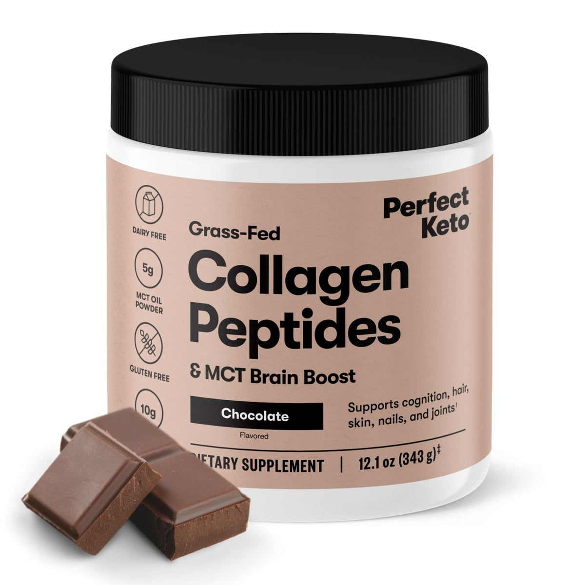 Poudre de collagène Perfect Keto au chocolat vue de face