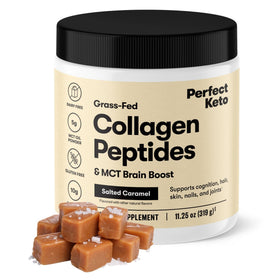 Poudre de collagène Perfect Keto caramel salé en pot vue de face