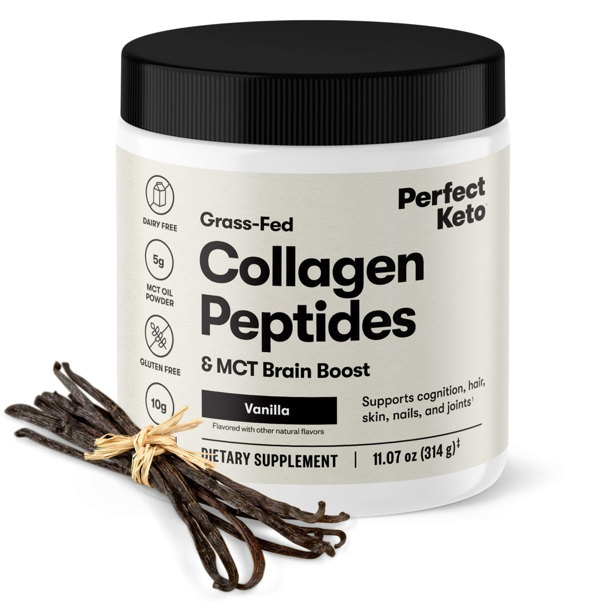 Poudre de collagène Perfect Keto vanille 408g vue de face