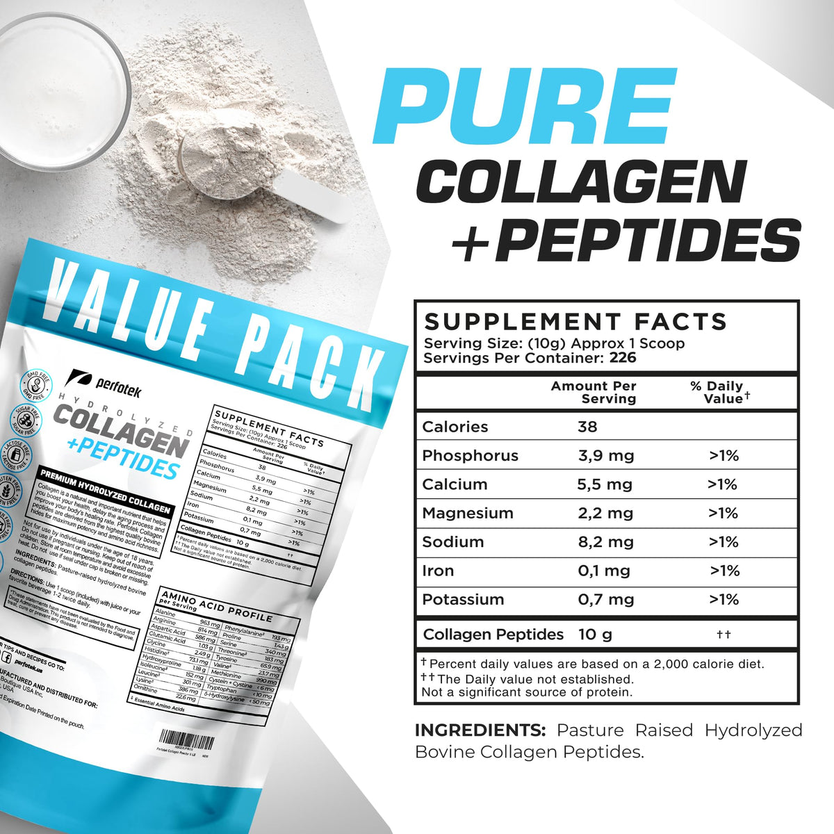 Poudre de collagène Perfotek 2499g en cuisine
