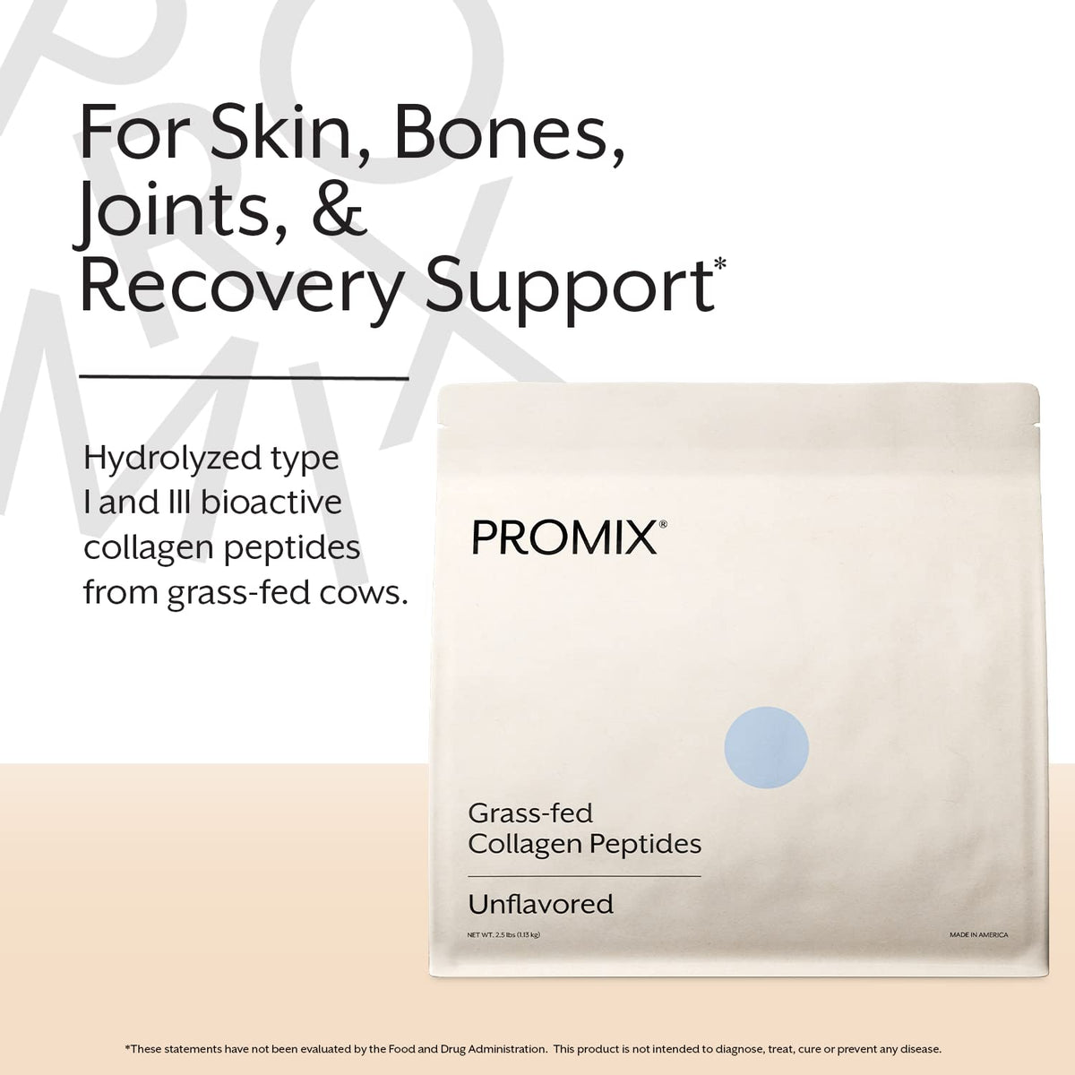 Poudre de collagène ProMix Nutrition avec dos de l'emballage