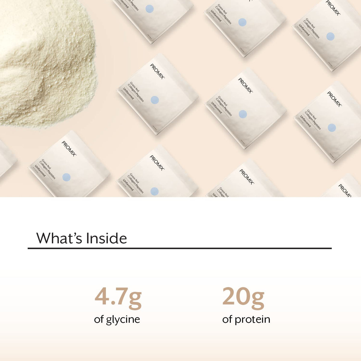 Poudre de collagène ProMix Nutrition dans un verre avec smoothie