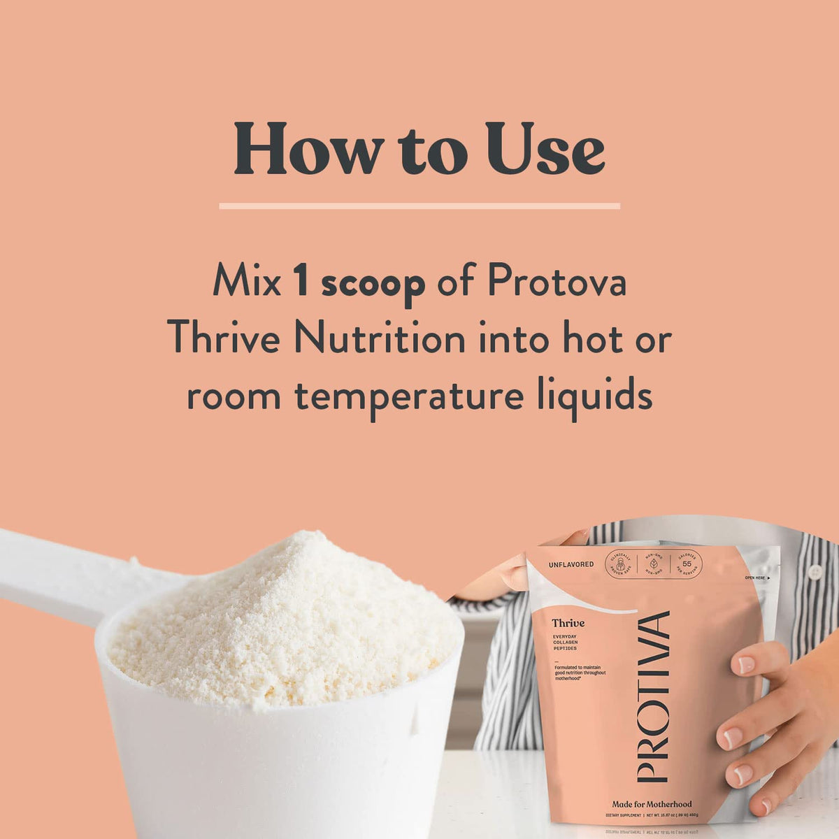 Poudre de Collagène PROTIVA à côté de produits naturels